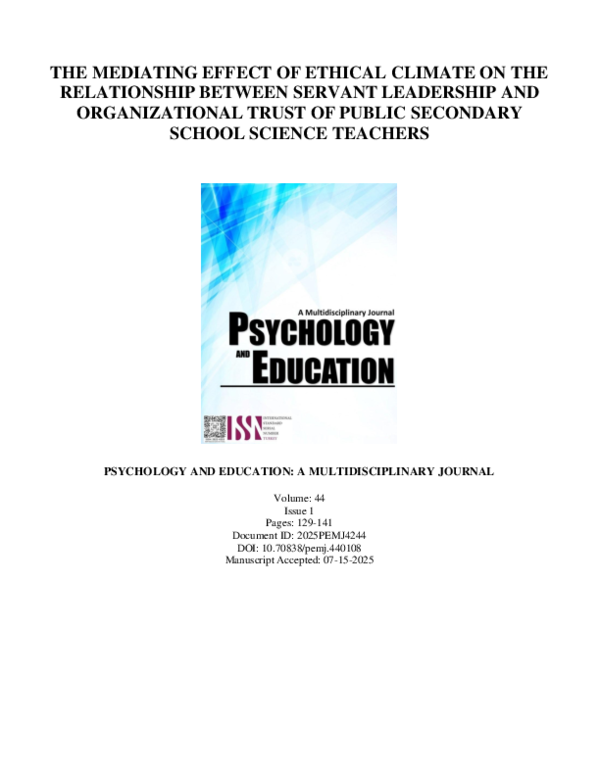 (PDF) The Mediating Effect of Ethical Climate on the Relationship ...