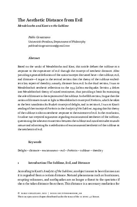 (PDF) The Aesthetic Distance from Evil: Mendelssohn and Kant on the Sublime