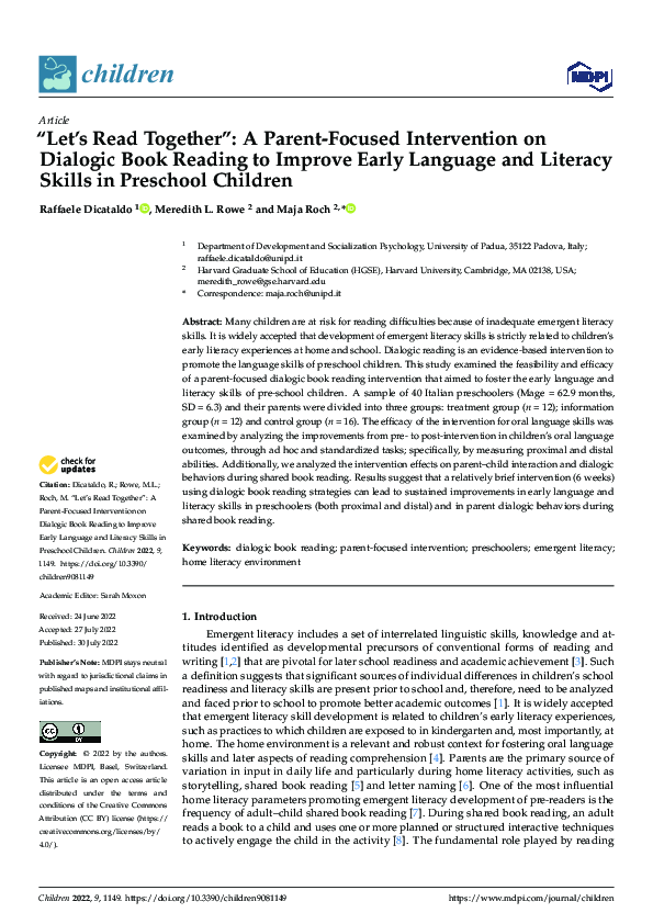 (PDF) “Let’s Read Together”: A Parent-Focused Intervention on Dialogic ...
