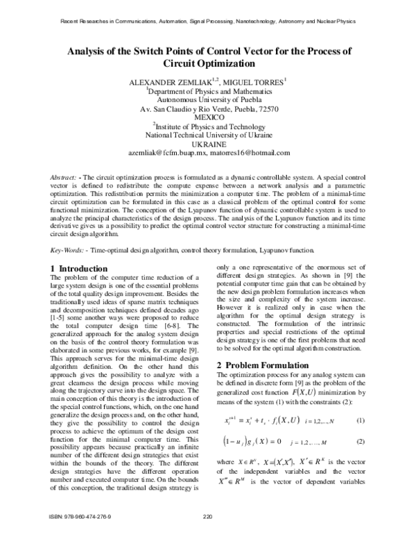 (PDF) Analysis of the switch points of control vector for the process ...