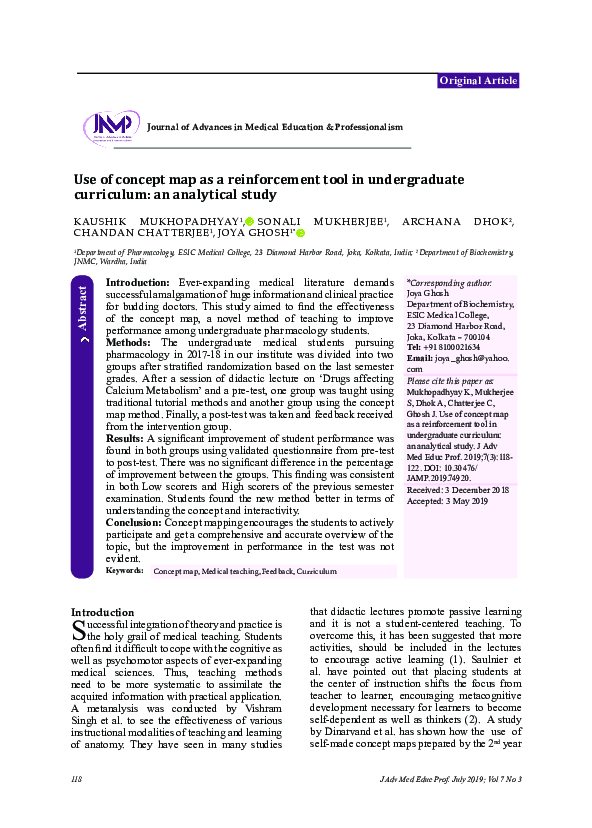 (PDF) Use of concept map as a reinforcement tool in undergraduate ...