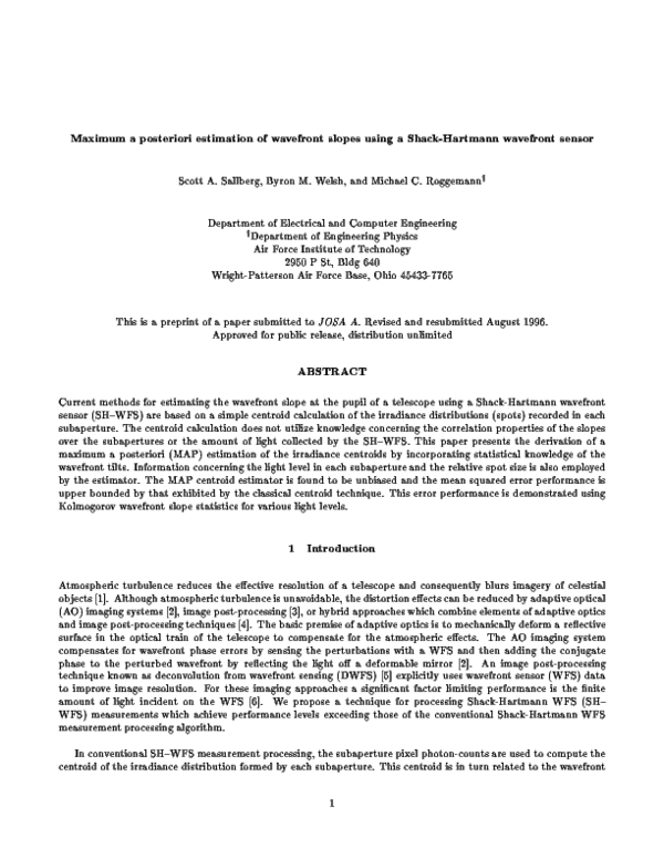 (PDF) Maximum a posteriori estimation of wave-front slopes using a ...