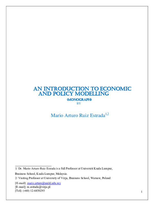 (PDF) An Introduction to Economic and Policy Modelling
