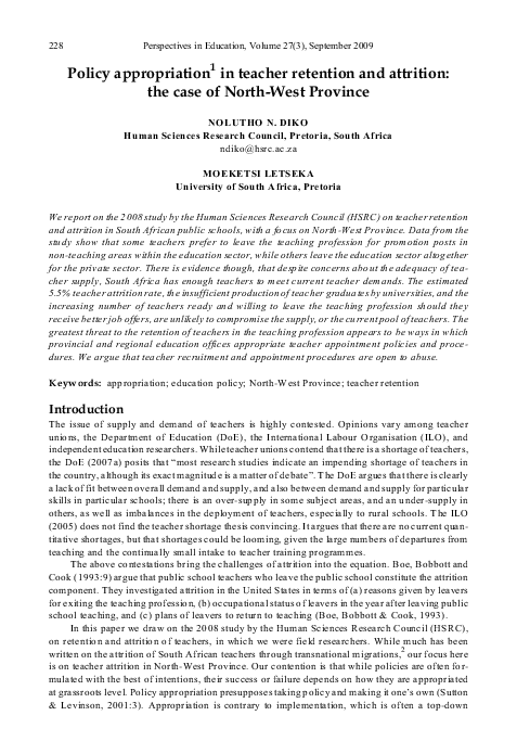 (PDF) Policy appropriation1 in teacher retention and attrition: the ...