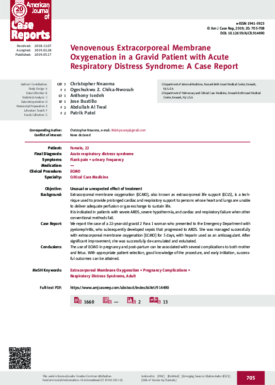 (PDF) Venovenous Extracorporeal Membrane Oxygenation in a Gravid ...