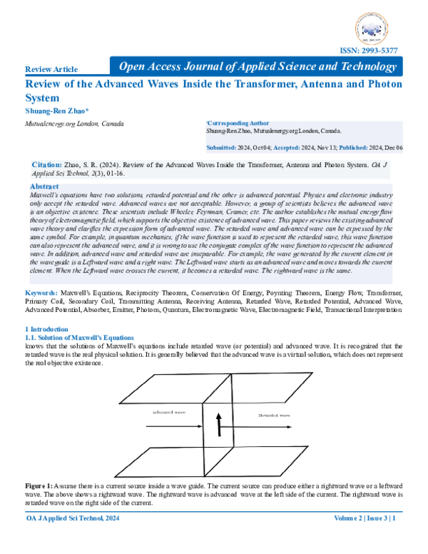 (PDF) Review of the Advanced Waves Inside the Transformer, Antenna and ...