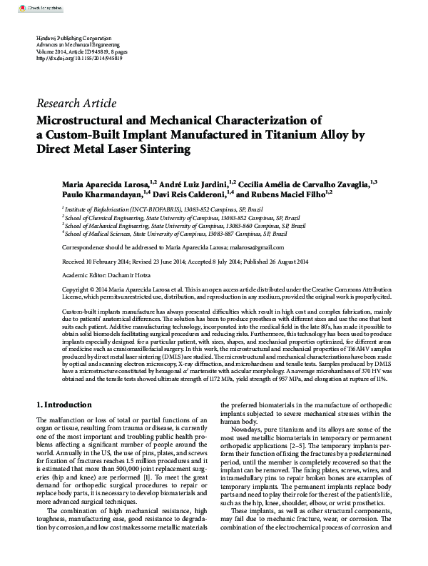 (PDF) Microstructural and Mechanical Characterization of a Custom-Built ...