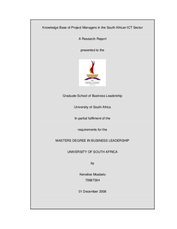 (PDF) Knowledge Base of Project Managers in the South African ICT Sector