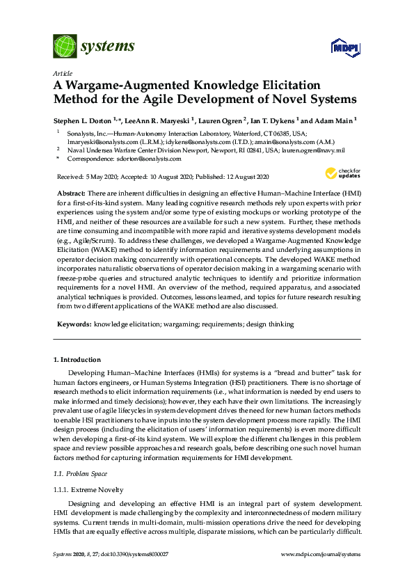 (PDF) A Wargame-Augmented Knowledge Elicitation Method for the Agile ...