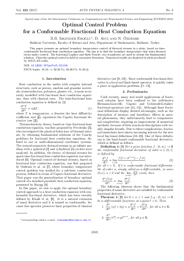 (PDF) Optimal Control Problem for a Conformable Fractional Heat ...