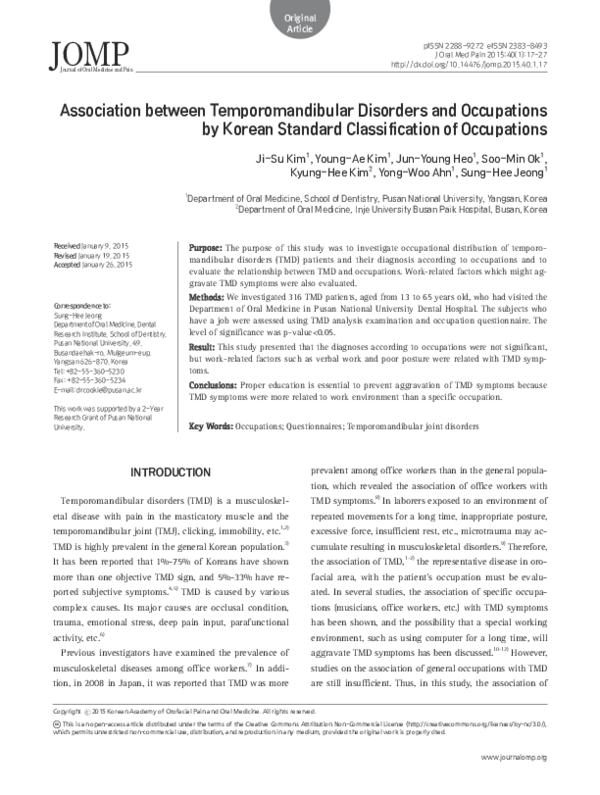 (PDF) Association between temporo mandibular disorders and oral ...