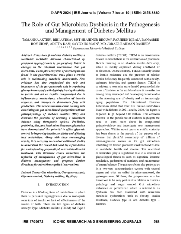 (PDF) The Role of Gut Microbiota Dysbiosis in the Pathogenesis and ...