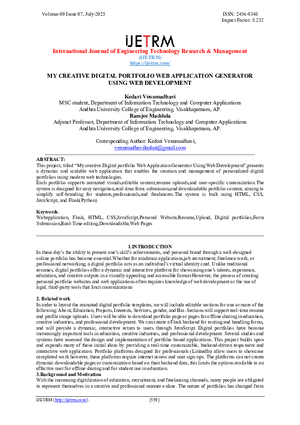 (PDF) MY CREATIVE DIGITAL PORTFOLIO WEB APPLICATION GENERATOR USING WEB ...