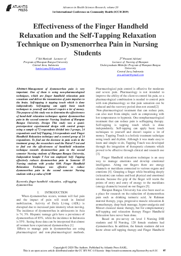 (PDF) Effectiveness of the Finger Handheld Relaxation and the Self ...