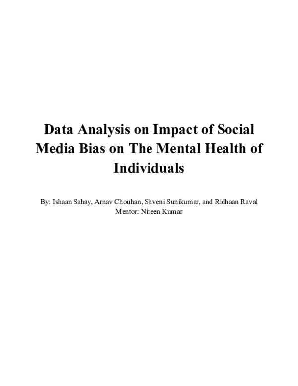 (PDF) Data Analysis on Impact of Social Media Bias on The Mental Health ...