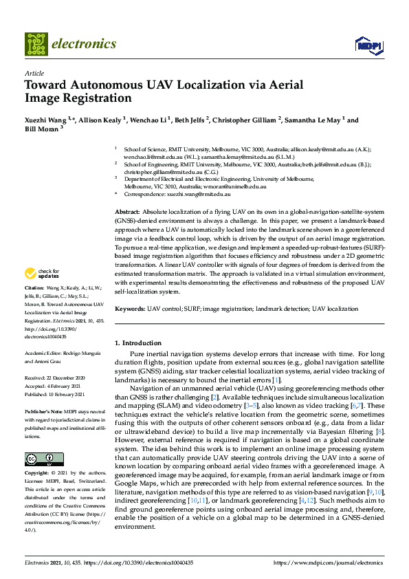 (PDF) Toward Autonomous UAV Localization via Aerial Image Registration