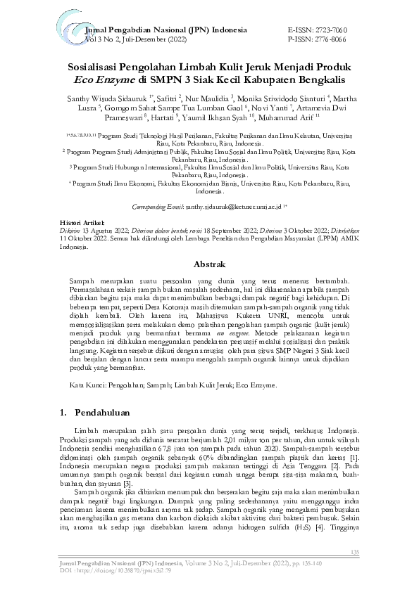 (PDF) Sosialisasi Pengolahan Limbah Kulit Jeruk Menjadi Produk Eco ...