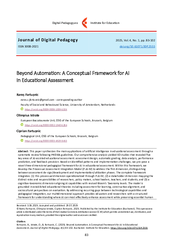(PDF) Beyond Automation: A Conceptual Framework for AI in Educational ...