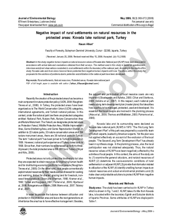 (PDF) Negative impact of rural settlements on natural resources in the ...
