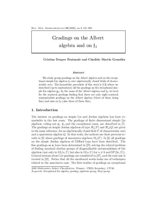 (PDF) Gradings on the Albert algebra and on $\mathfrak{f}_4$