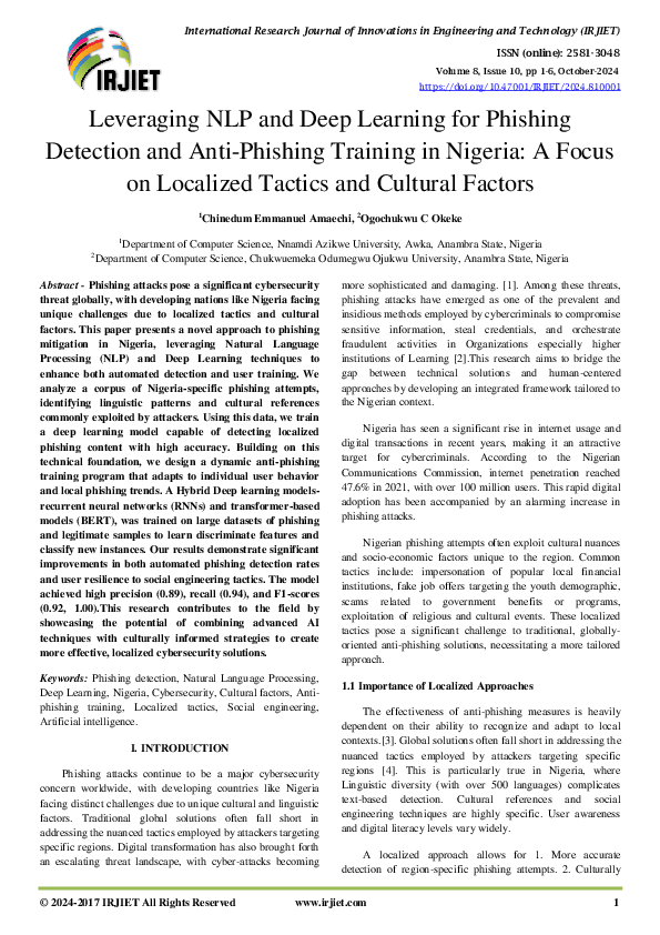 (PDF) Leveraging NLP and Deep Learning for Phishing Detection and Anti ...