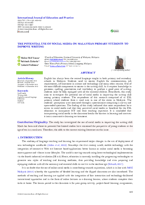 (PDF) The Potential Use of Social Media on Malaysian Primary Students ...