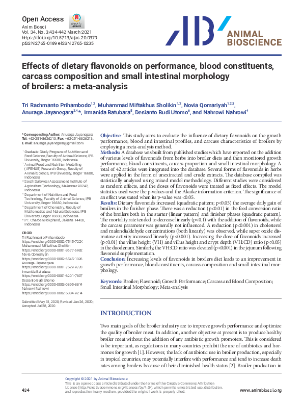 (PDF) Effects of dietary flavonoids on performance, blood constituents ...