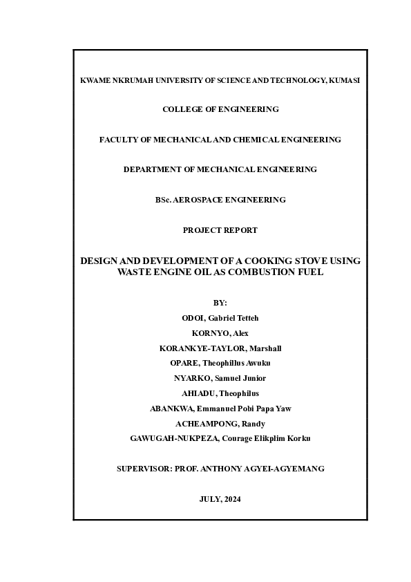 (PDF) DESIGN AND DEVELOPMENT OF A COOKING STOVE USING WASTE ENGINE OIL ...