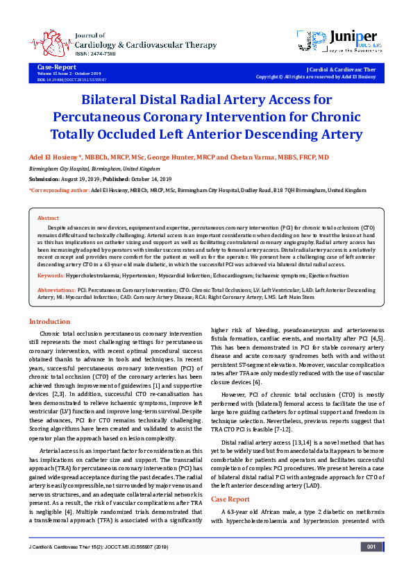 (PDF) Bilateral Distal Radial Artery Access for Percutaneous Coronary ...