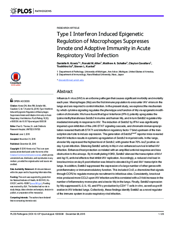 (PDF) Type I Interferon Induced Epigenetic Regulation of Macrophages ...
