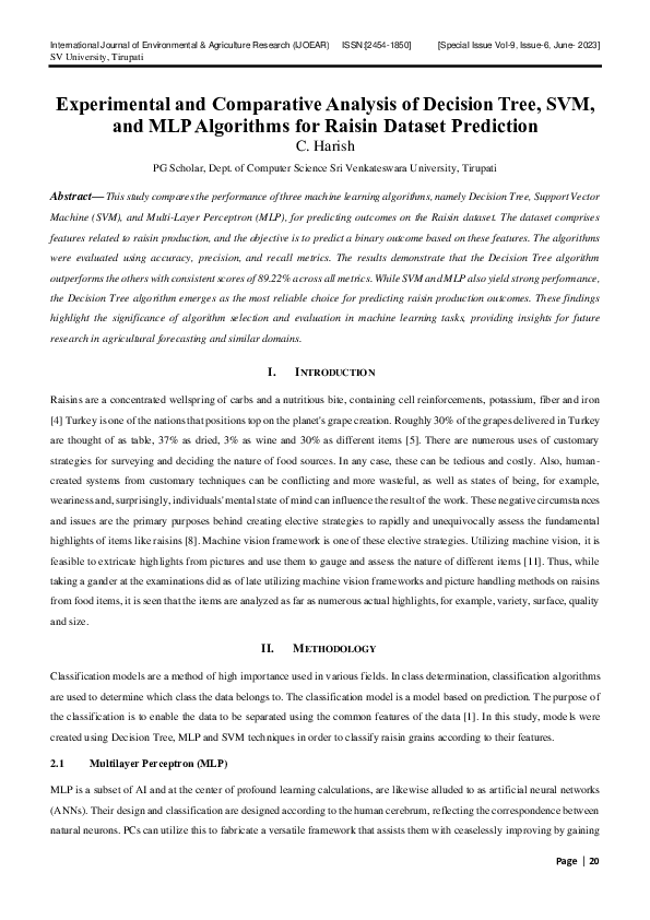 (PDF) Experimental and Comparative Analysis of Decision Tree, SVM, and ...
