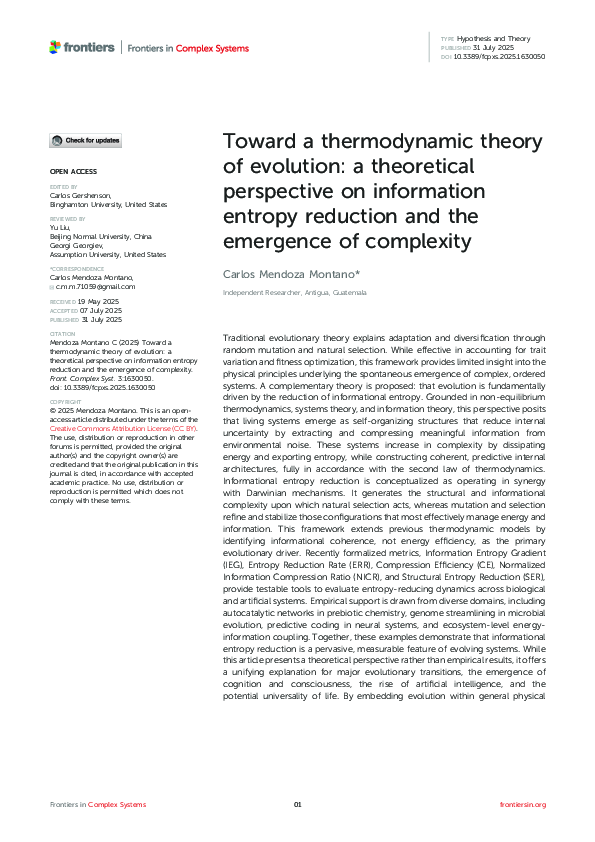 (PDF) Toward a thermodynamic theory of evolution: a theoretical ...