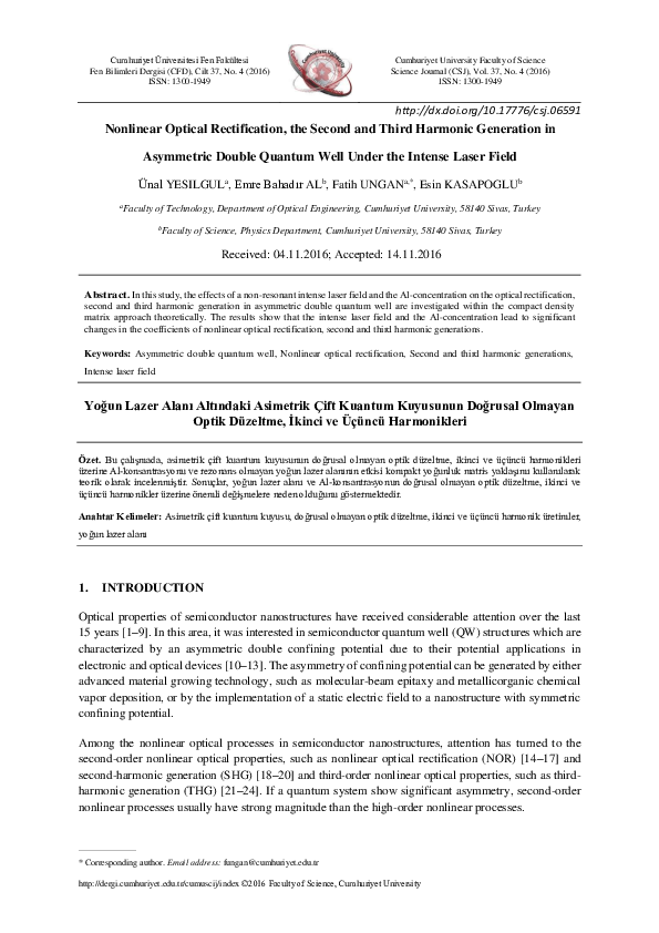 (PDF) Nonlinear optical rectification, the second and third harmonic ...