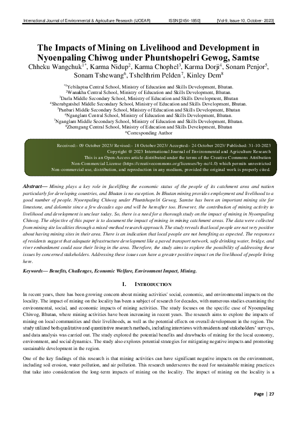 (PDF) The Impacts of Mining on Livelihood and Development in ...