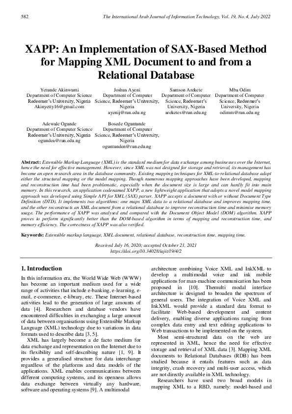 (PDF) XAPP: An Implementation of SAX-Based Method for Mapping XML ...
