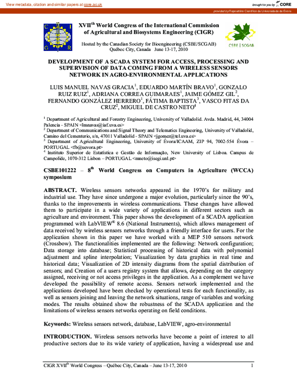 (PDF) Development of a Scada System for Access, Processing and ...