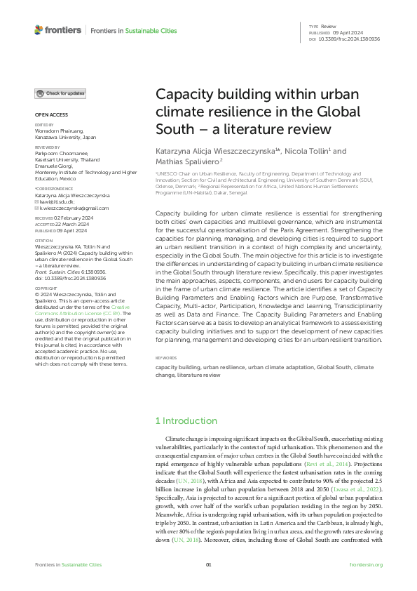 (PDF) Capacity building within urban climate resilience in the Global ...