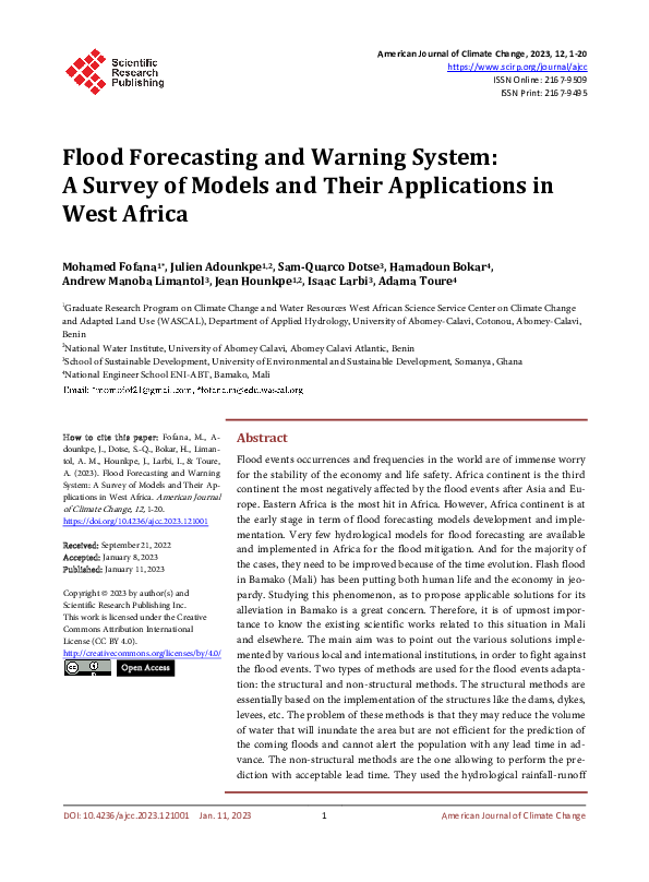 (PDF) Flood Forecasting and Warning System: A Survey of Models and ...