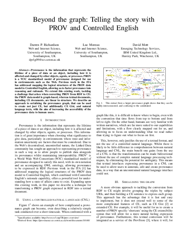 (PDF) Beyond the graph: telling the story with PROV and Controlled English