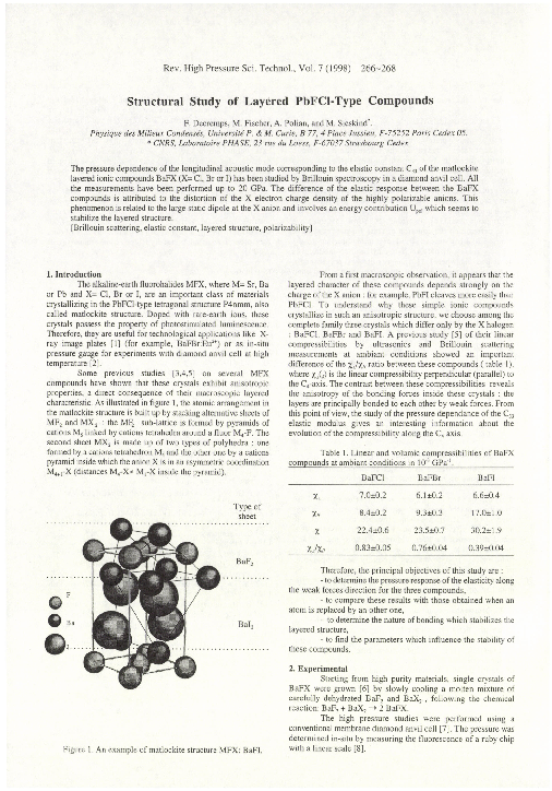 (PDF) Structural Study of Layered PbFCl-Type Compounds
