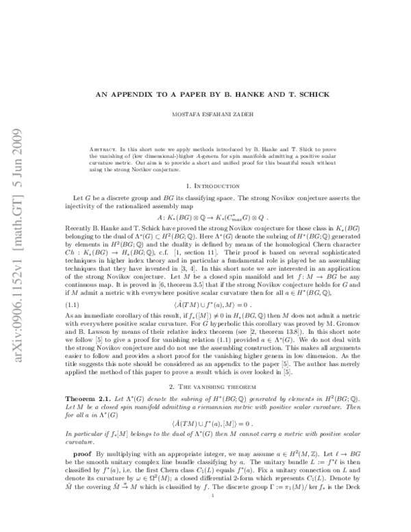 (PDF) An appendix to a paper by B. Hanke and T. Schick