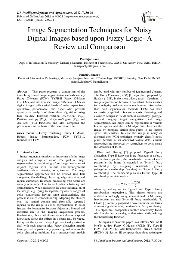 (PDF) Image Segmentation Techniques for Noisy Digital Images based upon ...
