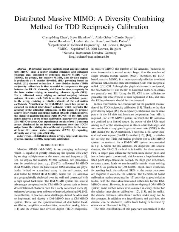 (PDF) Distributed Massive MIMO: A Diversity Combining Method for TDD ...