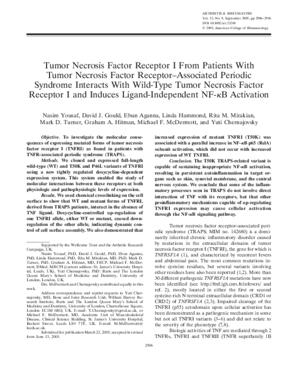 (PDF) Tumor necrosis factor receptor I from patients with tumor ...
