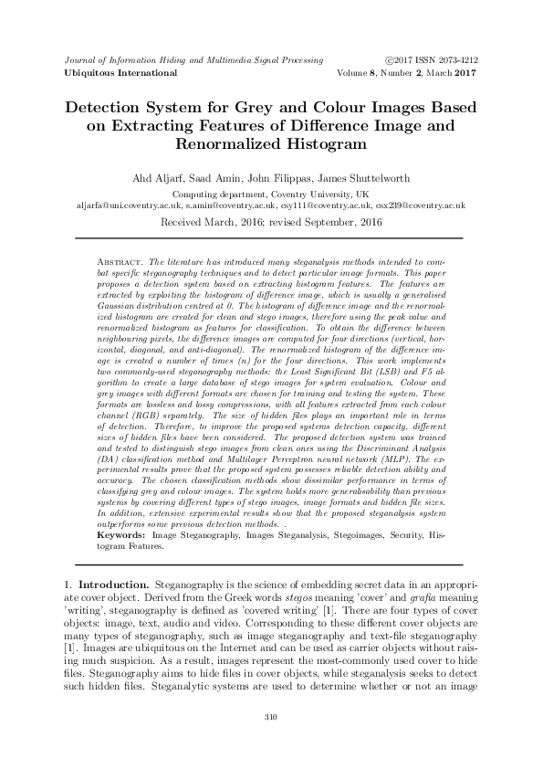 (PDF) Detection System for Grey and Colour Images Based on Extracting ...