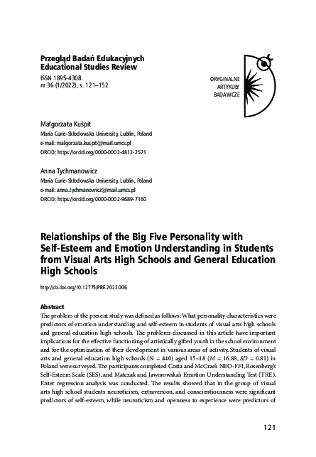 (PDF) Relationships of the Big Five Personality with Self-Esteem and ...