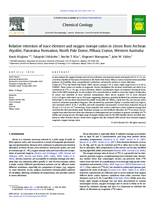 (PDF) Relative retention of trace element and oxygen isotope ratios in ...