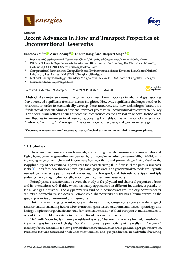 (PDF) Recent Advances in Flow and Transport Properties of ...