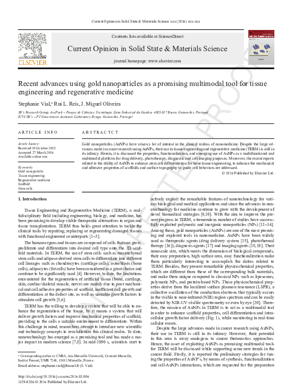 (PDF) Recent advances using gold nanoparticles as a promising ...