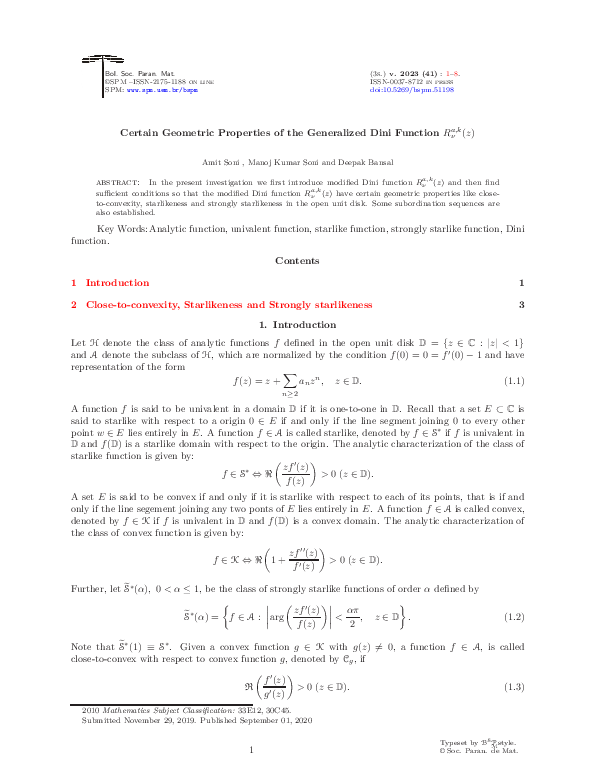 (PDF) Certain geometric properties of the generalized dini function — free download